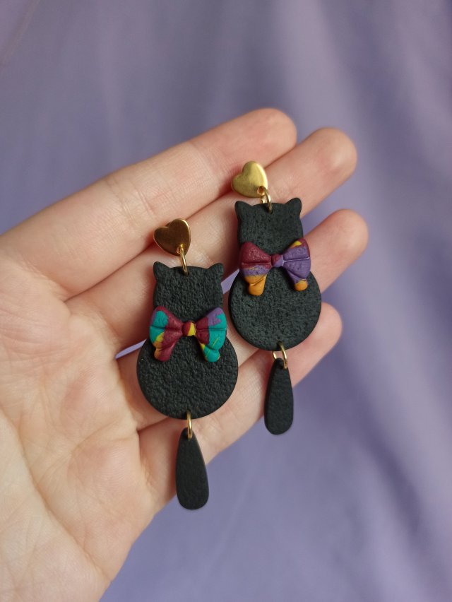 Kolczyki z gliny polimerowej kotki