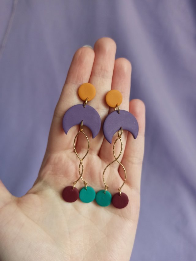 Kolczyki z gliny polimerowej księżyce