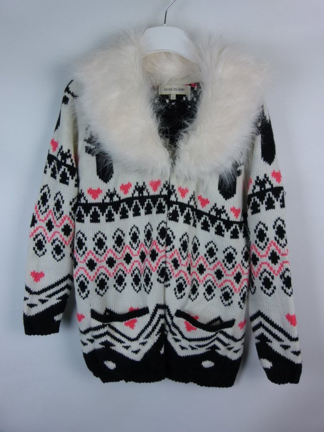 River Island sweter bez zapięcia z futerkowym kołnierzem 10 / 36