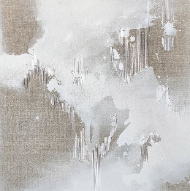 Ulotnie I - abstrakcja z haftem 50x50 cm