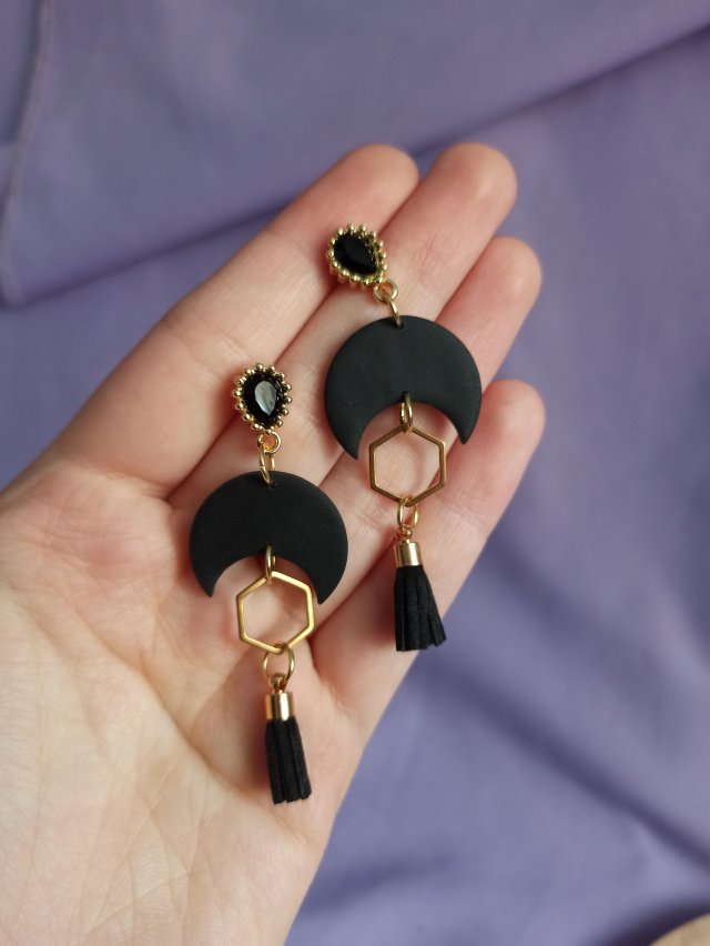 Kolczyki z gliny polimerowej księżyce