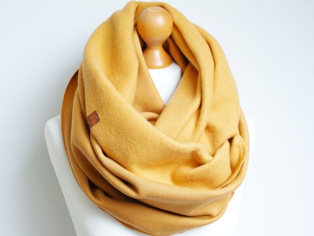 CIEPŁY KOMIN tuba szalik damski - Pracownia Zolla, komin tuba szalik damski zimowy, MIODOWY komin dresowy