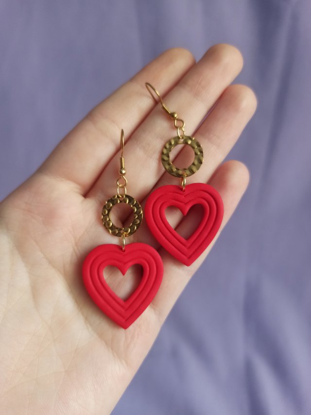 Kolczyki z gliny polimerowej serca