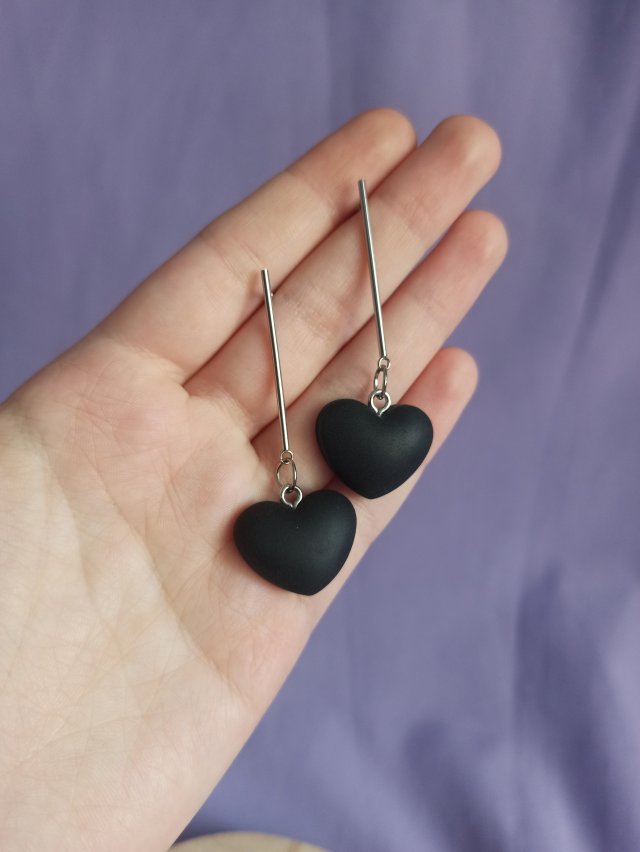 Kolczyki z gliny polimerowej serca 3D