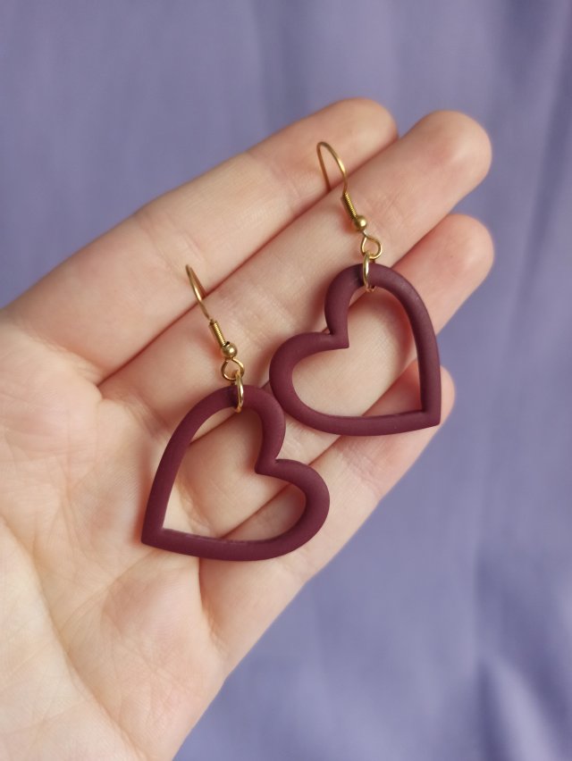 Kolczyki z gliny polimerowej ramki serca
