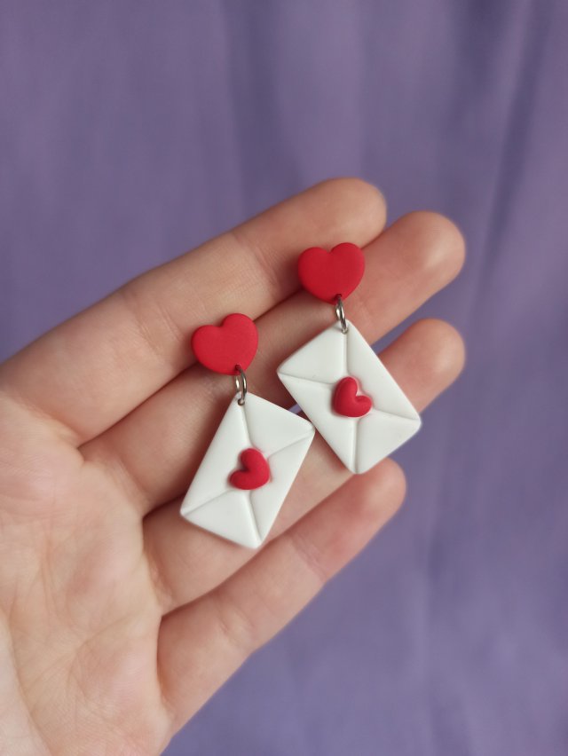 Kolczyki z gliny polimerowej list miłosny