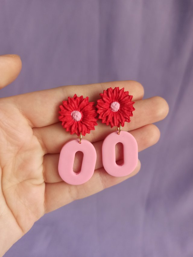 Kolczyki z gliny polimerowej kwiatki