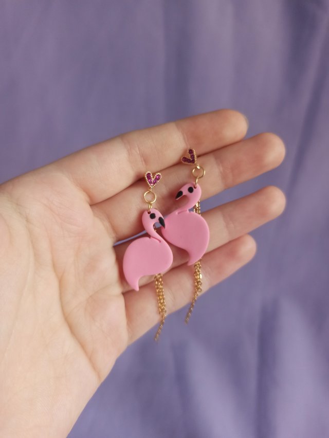 Kolczyki z gliny polimerowej flamingi