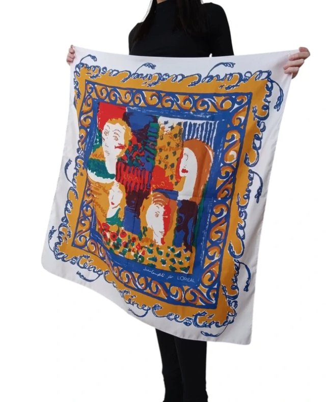 Wielobarwna apaszka chustka Vintage Twarze