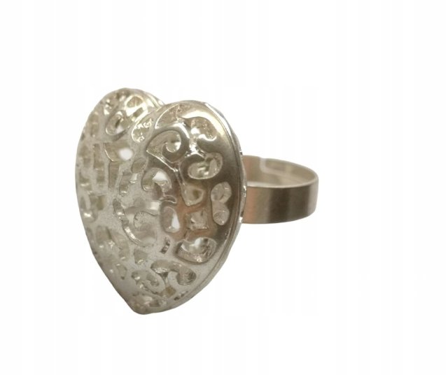 Pierścionek pierścień AŻUROWE koronkowe SERCE