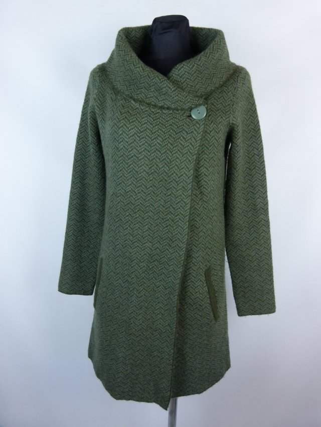 Jones & Co. dłuższy rozpinany sweter z wełną / S