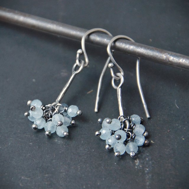 Kolczyki grona z akwamarynem