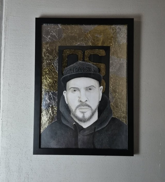 O.S.T.R - portret w ramie - handmade - A3