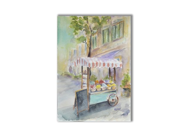 Akwarela ręcznie malowana oryginalna "Włochy"