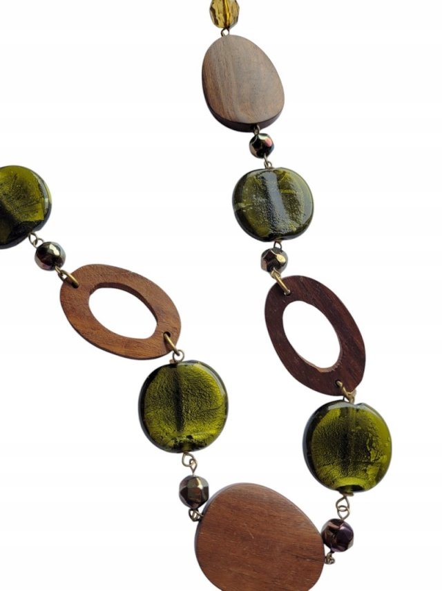 Marks&Spencer efektowny  naszyjnik etno boho drewno szkło