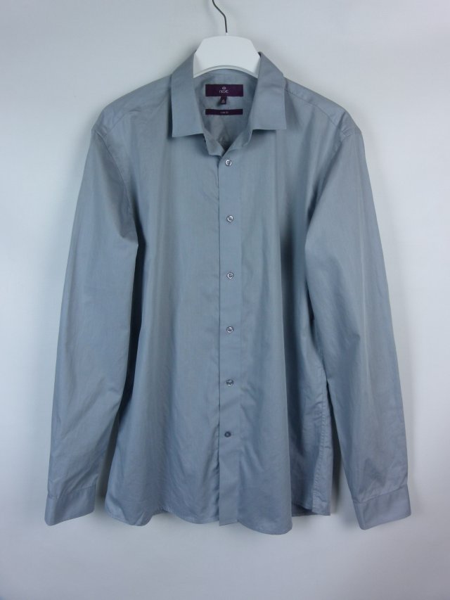 Next elegancka szara koszula bawełna 17" / 43 cm - XL