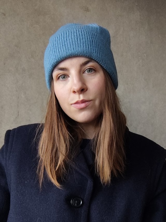 Wełniana czapka wełna niebieska handmade scandi