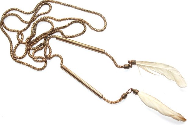 NIEBANALNY Naszyjnik boho hippie piórka