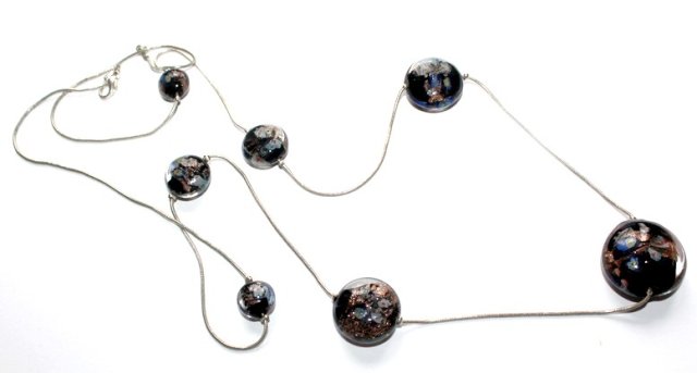 SZKLANE malowane pastylki naszyjnik długie korale