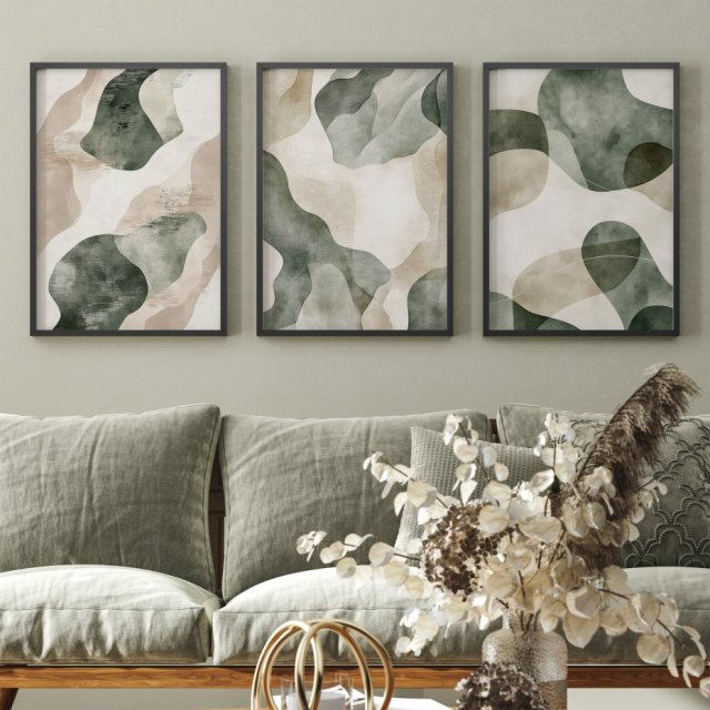 ZESTAW PLAKATÓW 3x 50x70 cm Tryptyk abstrakcja  (set243)