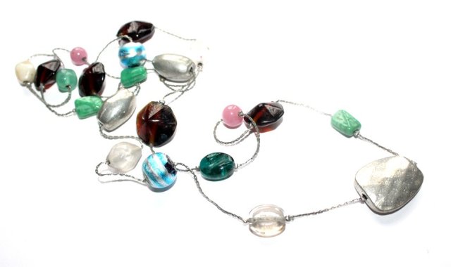 SZKLANE  koraliki naszyjnik długie korale