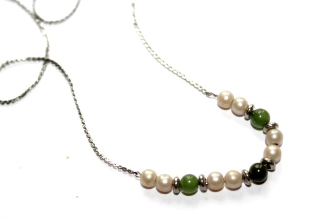 PEREŁKI zielone koraliki subtelny naszyjnik choker