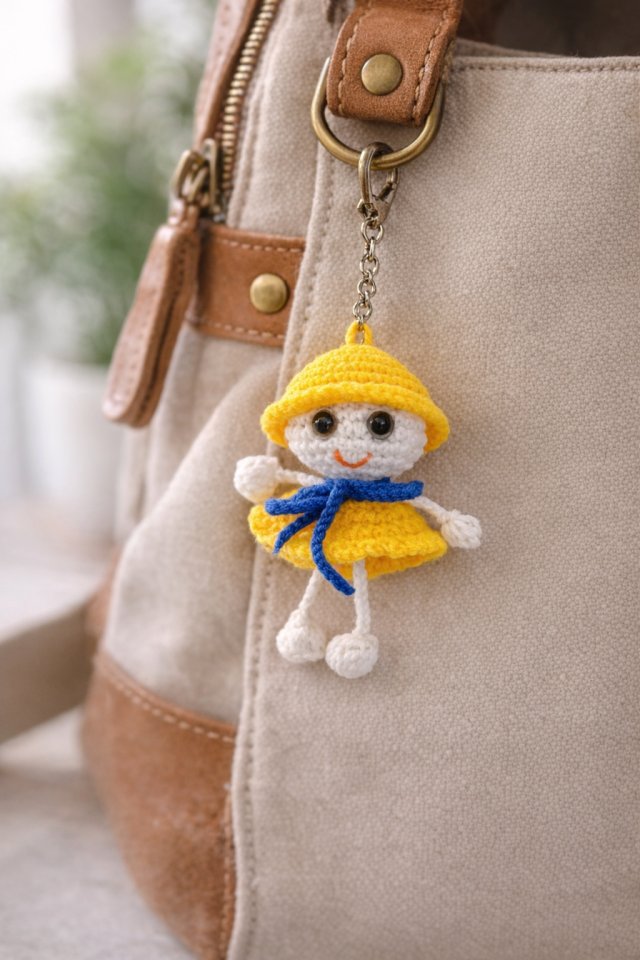 Szydełkowy brelok - laleczka