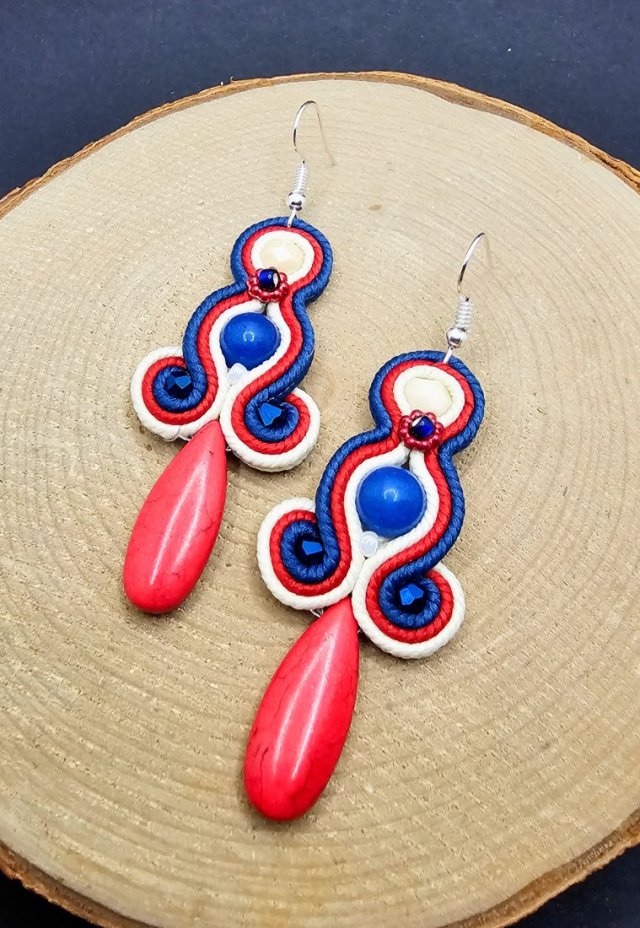 Kolorowe kolczyki sutasz z howlitem 6