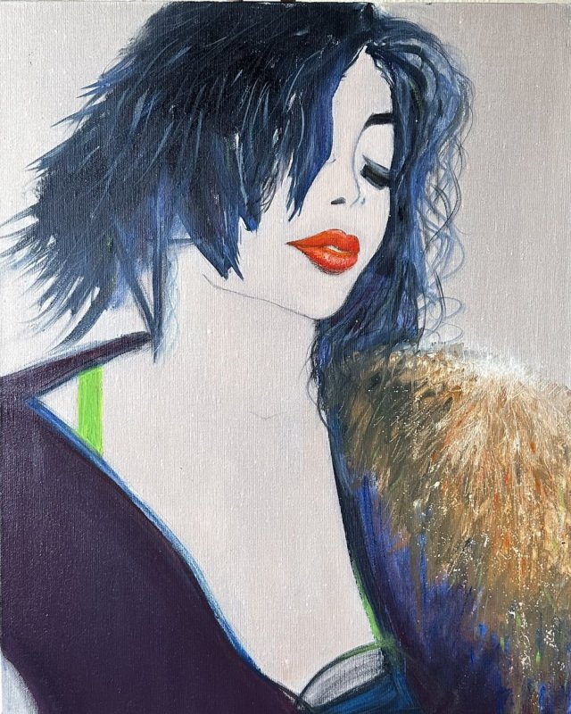 Portret mistycznej kobiety, obraz olejny, 50x40 cm, płótno