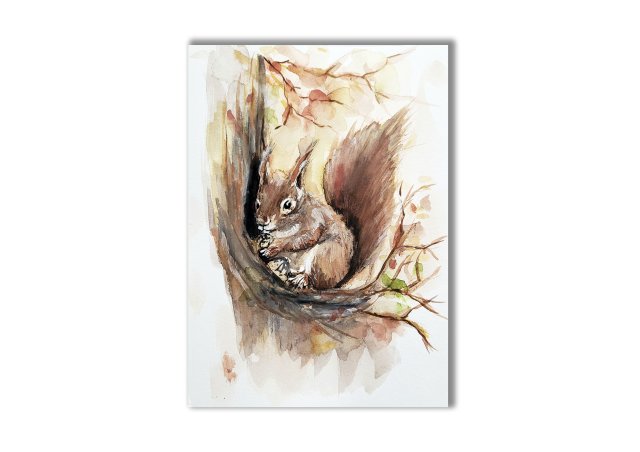 Obraz ręcznie malowany "Wiewiórka" +rama