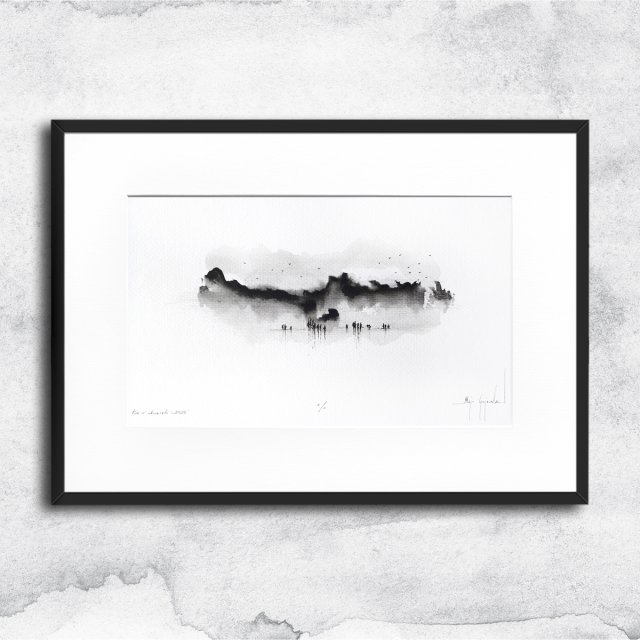 Unikat - tusz i akwarela w oprawie (nr3)