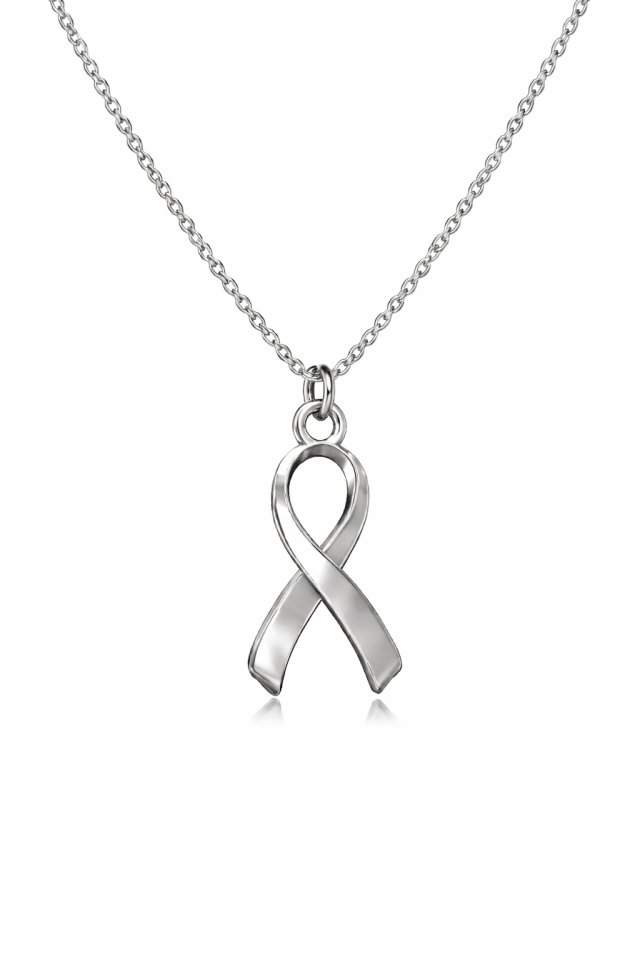 HOPE RIBBON- naszyjnik srebro 925  symbol walki z rakiem