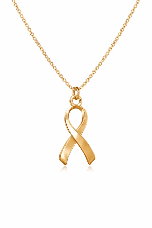 HOPE RIBBON- naszyjnik srebro złocone 24K  symbol walki z rakiem