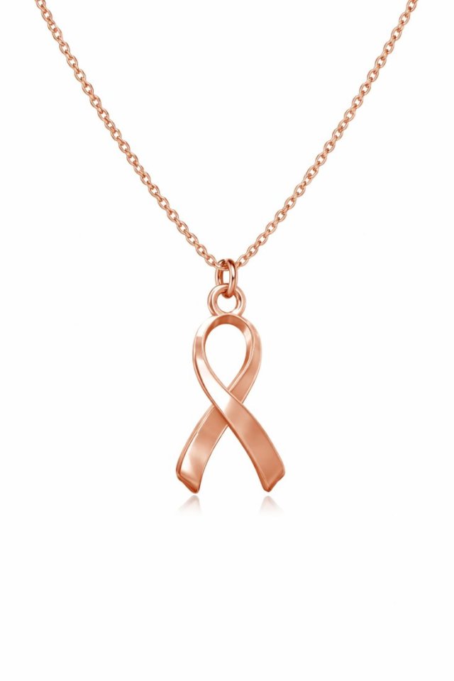 HOPE RIBBON- naszyjnik różowe złoto 18K  symbol walki z rakiem
