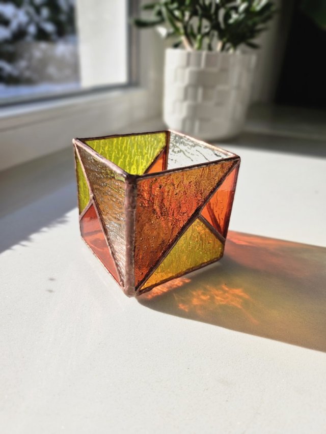 Świecznik szklany mini (pomarańcz)