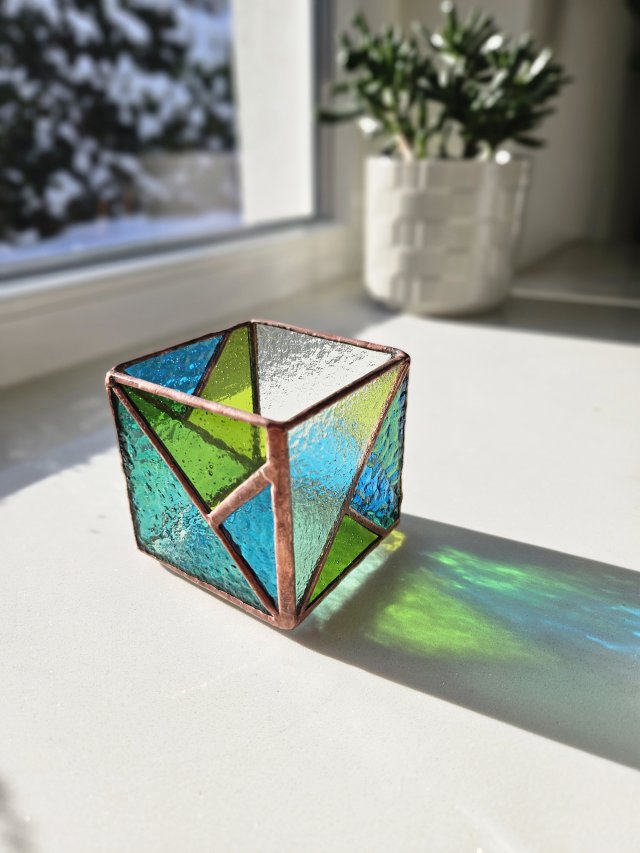 Świecznik szklany mini (niebieski)