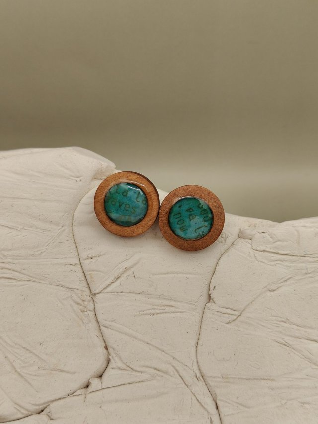 Kolczyki drewniane Turkusowa Opowieść