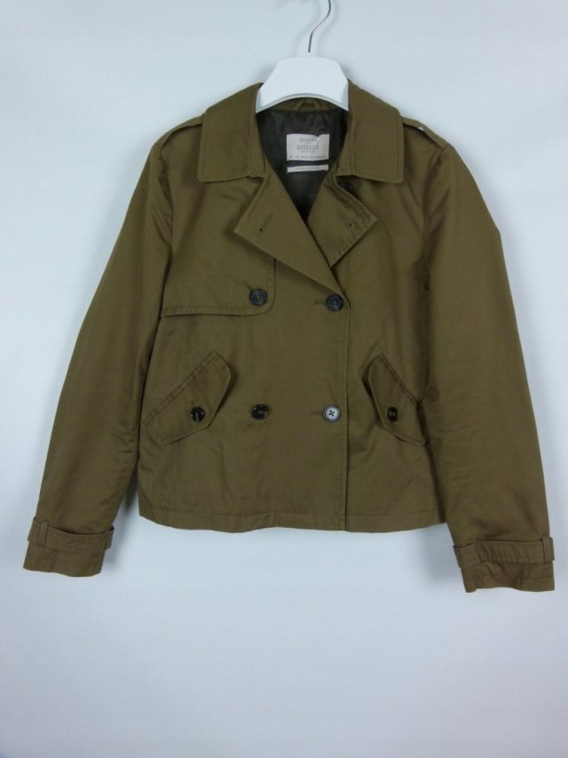 Bershka cienka krótka kurtka bawełna khaki / L