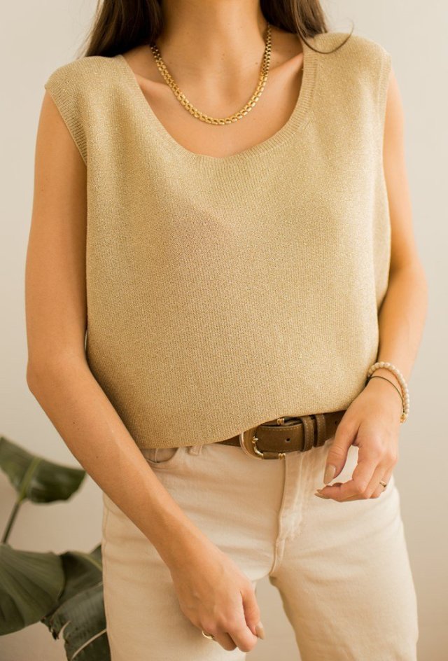 złota bluzka dzianinowa XL