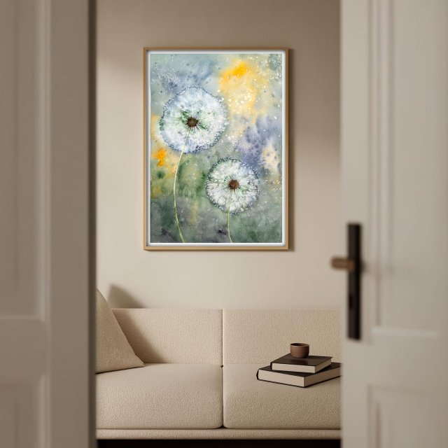 Dmuchawce . Oryginalna akwarela A3