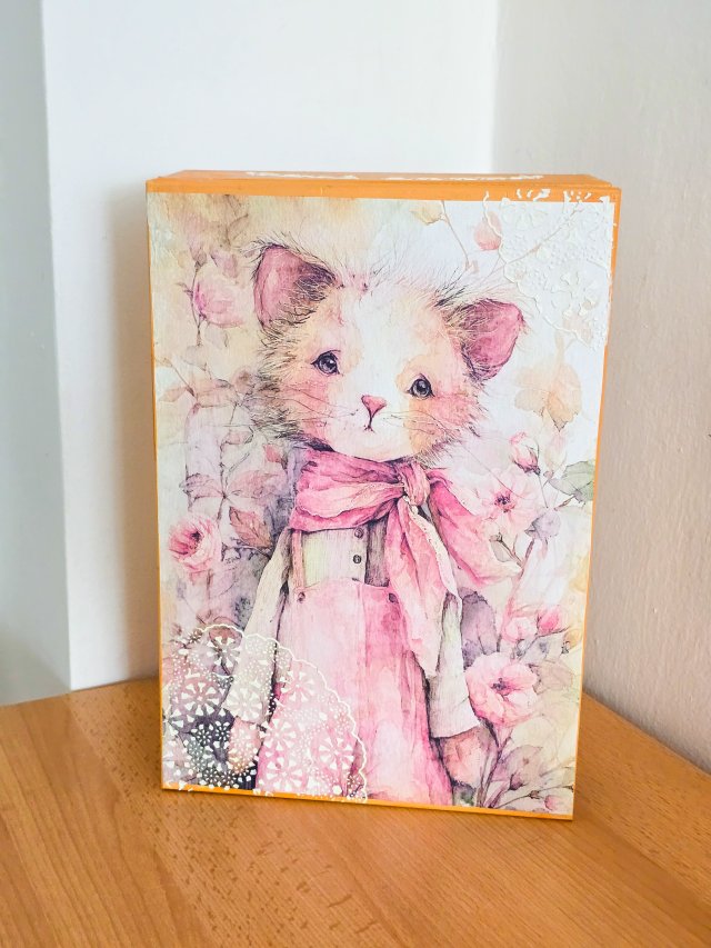 Duże pudełko - Kuferek wspomnień - kotek