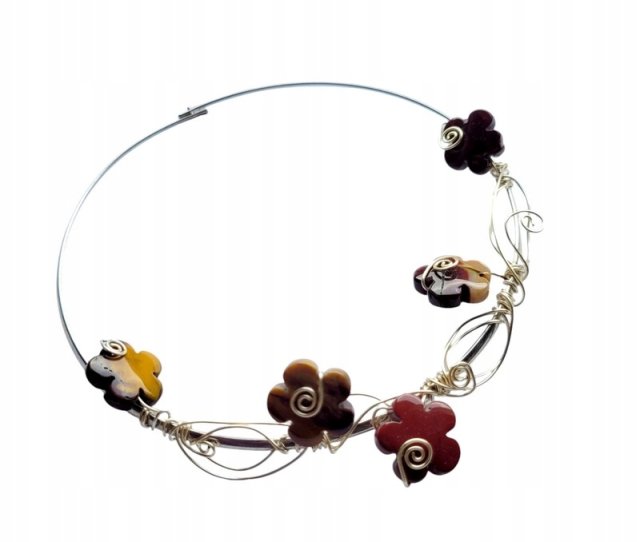 Piękna artystyczna KOLIA kwiaty kolory naszyjnik