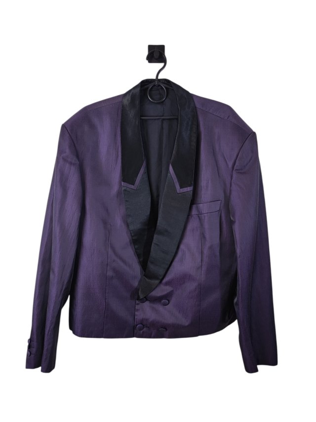 Satynowa marynarka vintage 90s – fioletowa, smokingowa, unisexu
