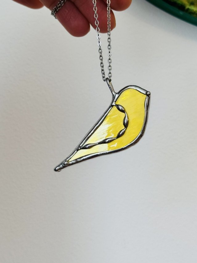 Naszyjnik Witraż Łańcuszek ze szklaną zawieszką "Ptak" Wisior