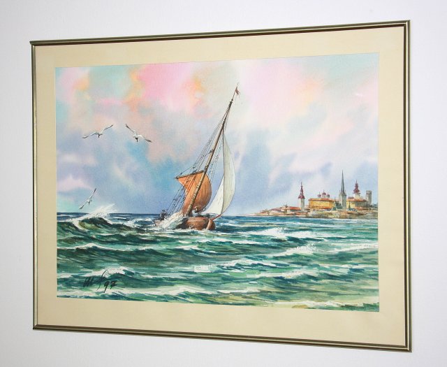 Statek obraz akwarela '97