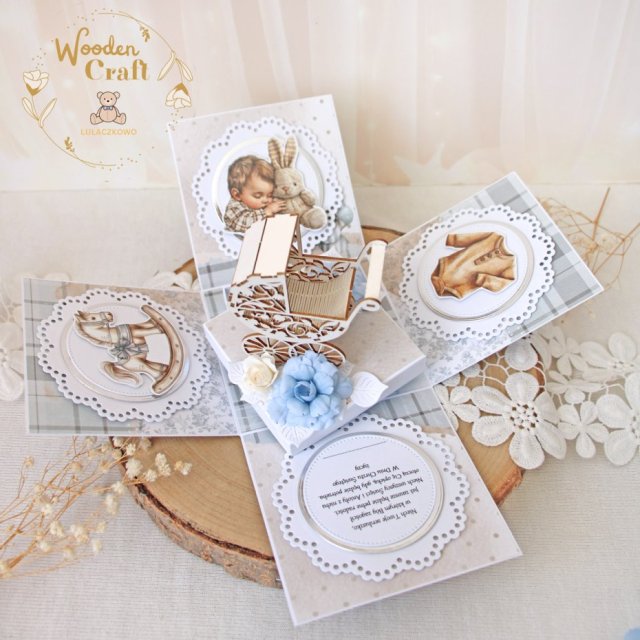 Exploding box chrzest, roczek, narodziny, prezent "BabyBoy" GOTOWY