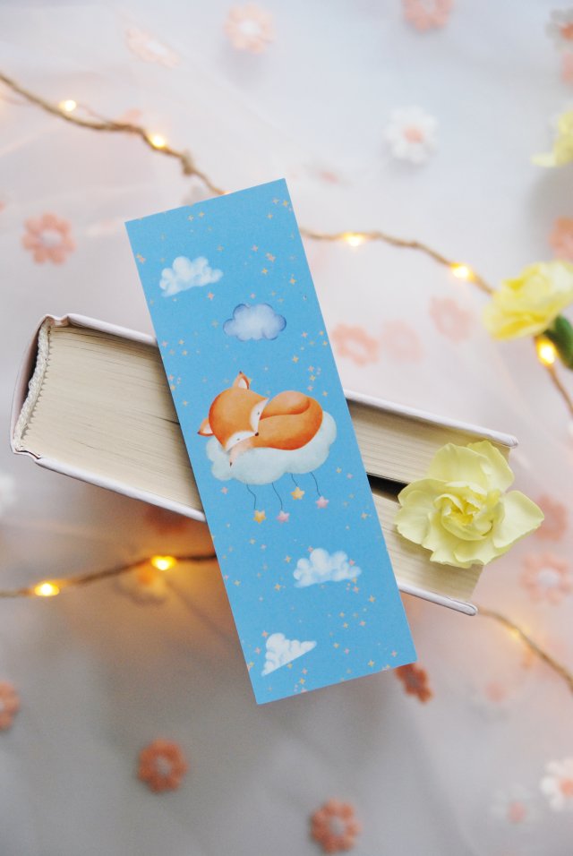 Papierowa zakładka do książki Śpiący lisek | Zakładka z papieru
