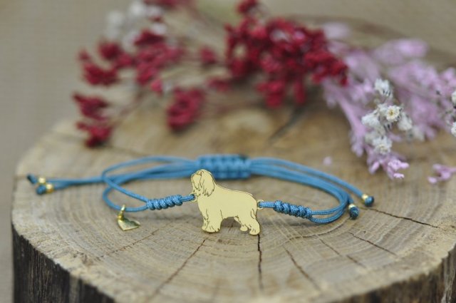 Polski Owczarek Nizinny / PON - bransoletka z psem, srebro 925 pozłacane