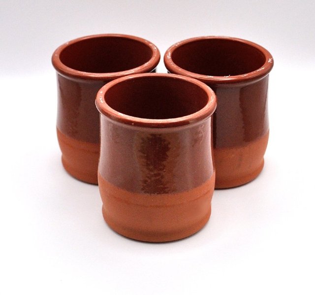 3 kubeczki gliniane Cermer szkliwione do pieczenia mrożenia