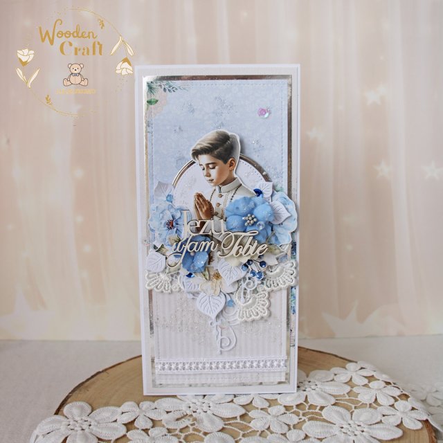 Kartka komunijna pamiątka pierwszej komunii świętej "Sapphire2" GOTOWA